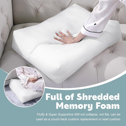 HOMBYS Shredded Foam Sofa Back Cushions, Supportive Back Cushion Replacement for Couch, Stuffing Filling Lumbar Support Pillow for Couch, Bed, Floor, (27.5"x18"x5")