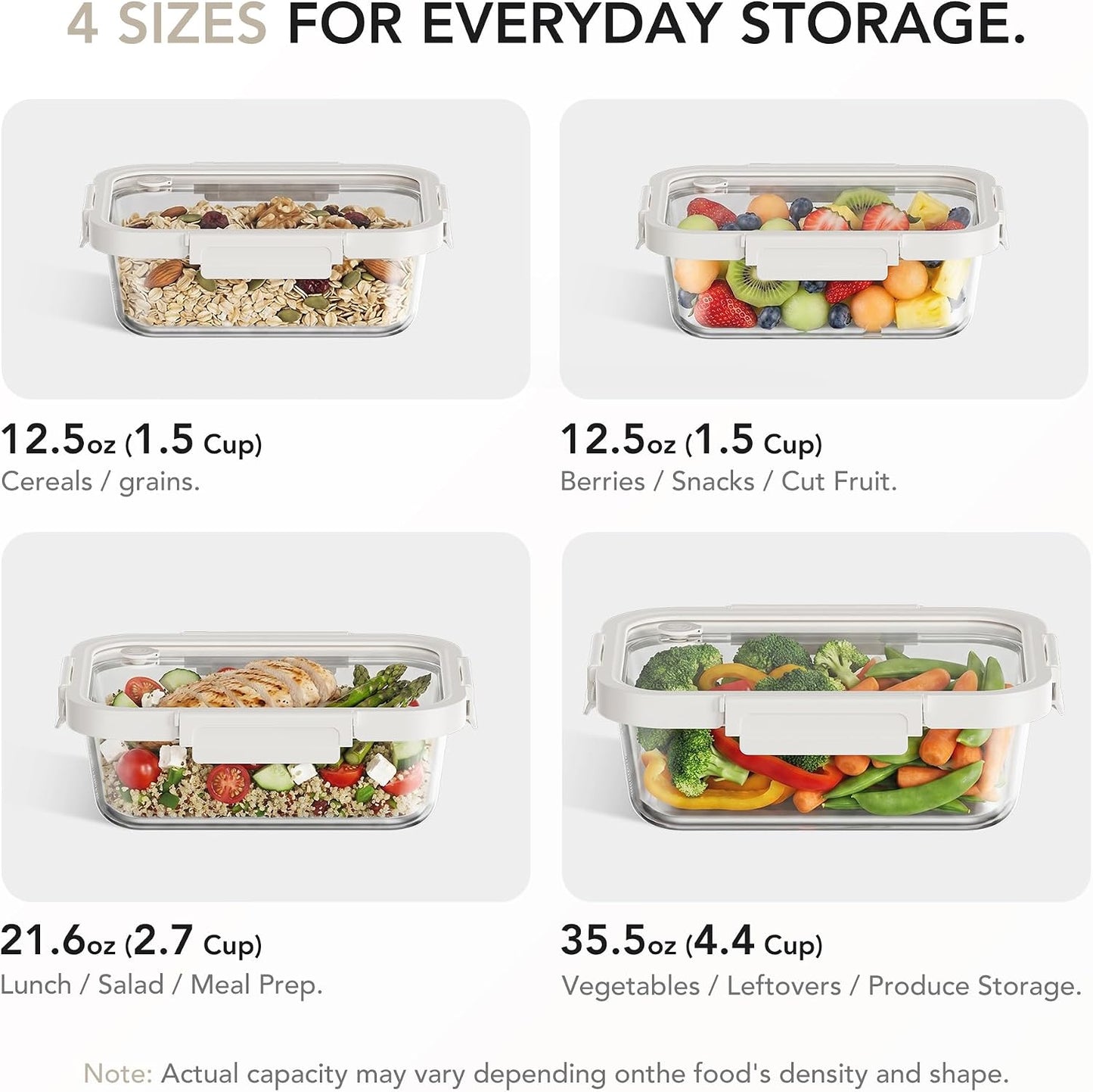 Glass Produce Storage Containers for Fridge, 2-Pack – Airtight Fruit & Vegetable Containers with Removable Colanders, Flexible Silicone Lids,LeakProof, BPA-Free Borosilicate Glass