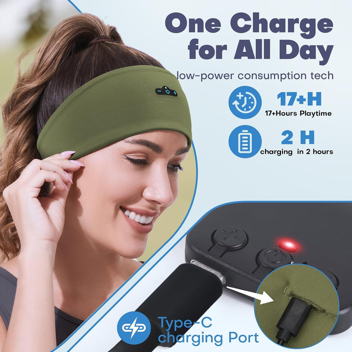 Sleep Headphones Bluetooth Headband for Side Sleeper 2-Pack, 17H Playtime, Wireless Headband Headphones with HD Stereo Speakers for Workout,Running,Yoga, Ideal Gifts for Men, Women, Teens