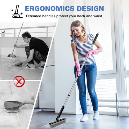 SetSail Grout Cleaner Brush with Long Handle, V-Shaped Floor Scrub Brush | Swivel Grout Brush Stiff Bristle Floor Grout Scrubber for Bathroom, Tile Line, Crevice, Kitchen, Wall, Deck, Garage