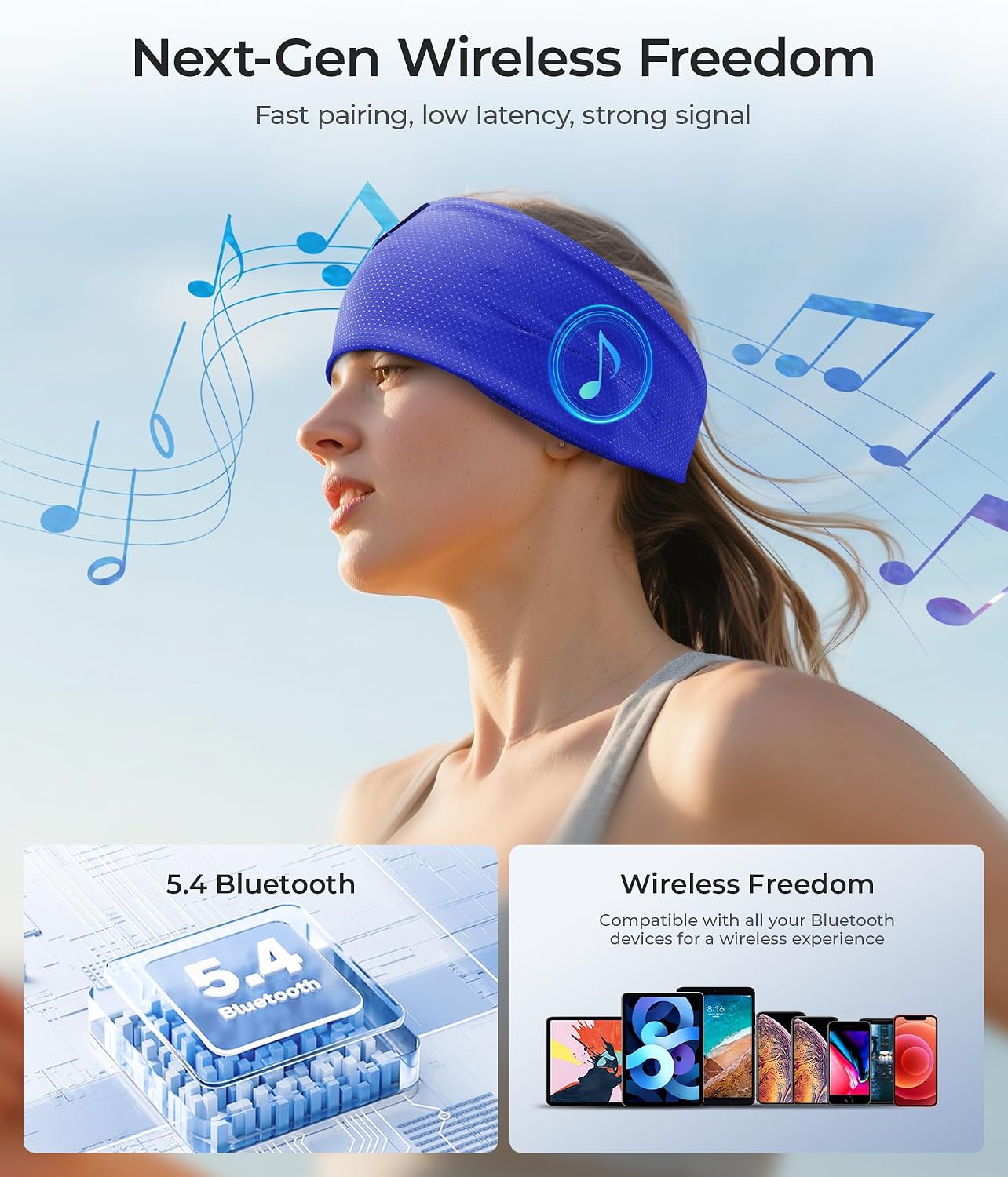 ink-topoint Sleep Headphones Bluetooth Headband, Wireless Sports Earphones | Sleeping Headphone for Side Sleepers with HD Stereo Speakers Breathable Headbands for Running, Yoga, Travel, Women&Men
