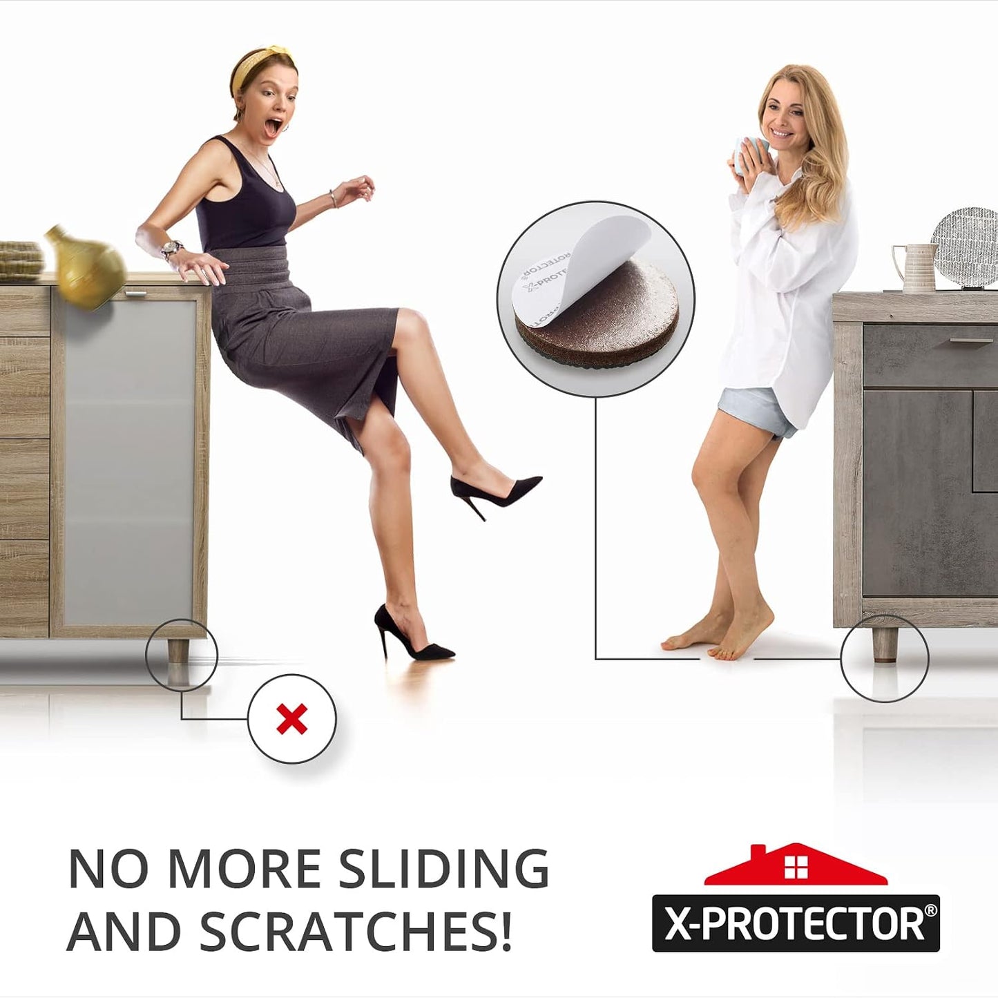 X-PROTECTOR Non Slip Furniture Pads – 12 Premium Furniture Grippers 3"! | Best Self Adhesive Rubber Feet Furniture Feet – Ideal Non Skid Furniture Pad Floor Protectors – Keep Furniture in Place!