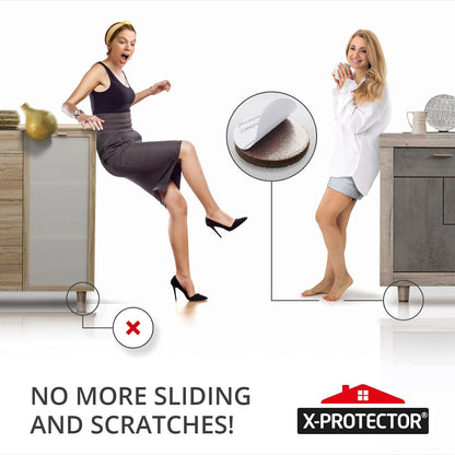 X-PROTECTOR Non Slip Furniture Pads – 12 Premium Furniture Grippers 3"! | Best Self Adhesive Rubber Feet Furniture Feet – Ideal Non Skid Furniture Pad Floor Protectors – Keep Furniture in Place!