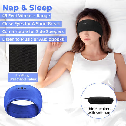 2-Pack Sleep Headphones Headband with Adjustable Hook and Loop, Bluetooth Headband Headphones for Sleeping Workout Running Yoga Gift