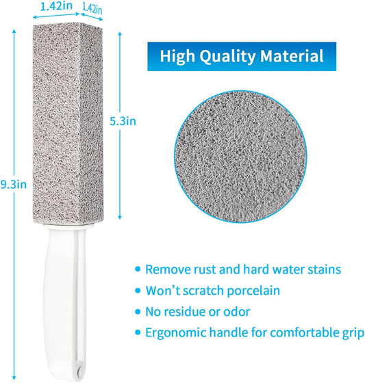4TH Pumice Stone for Toilet Bowl Cleaning,Pumice Stick with Handle,Cleans Away Limescale Stain,Hard Water Rings, Calcium Buildup,Iron and Rust. Remover for Tile/Bath/Kitchen/Household - 2 Piece