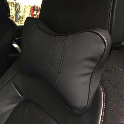 2 Packs Car Neck Pillows, Dual-Side PU Leather Car Headrest with Fiber Filling, Universal Soft Neck Support Pillow for Car, Home & Office (Black)