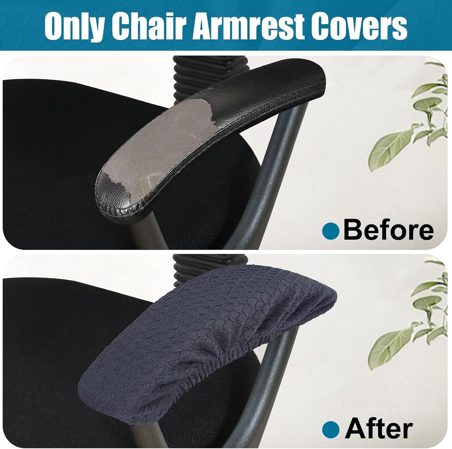 Smiry Office Computer Chair Armrest Covers, 2PCs Anti-dust Arm Rest Pad | Removable Washable Desk Chair Arm Pad Covers, Grey