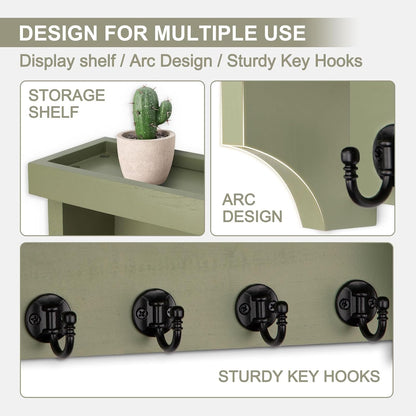 Key and Mail Holder Wall Mount, Mail Organizer with 5 Key Hooks | Key Holder with Shelf, Key Holder for Coat, Dog Leash, Home Decor Rack, Entry Way Organizer