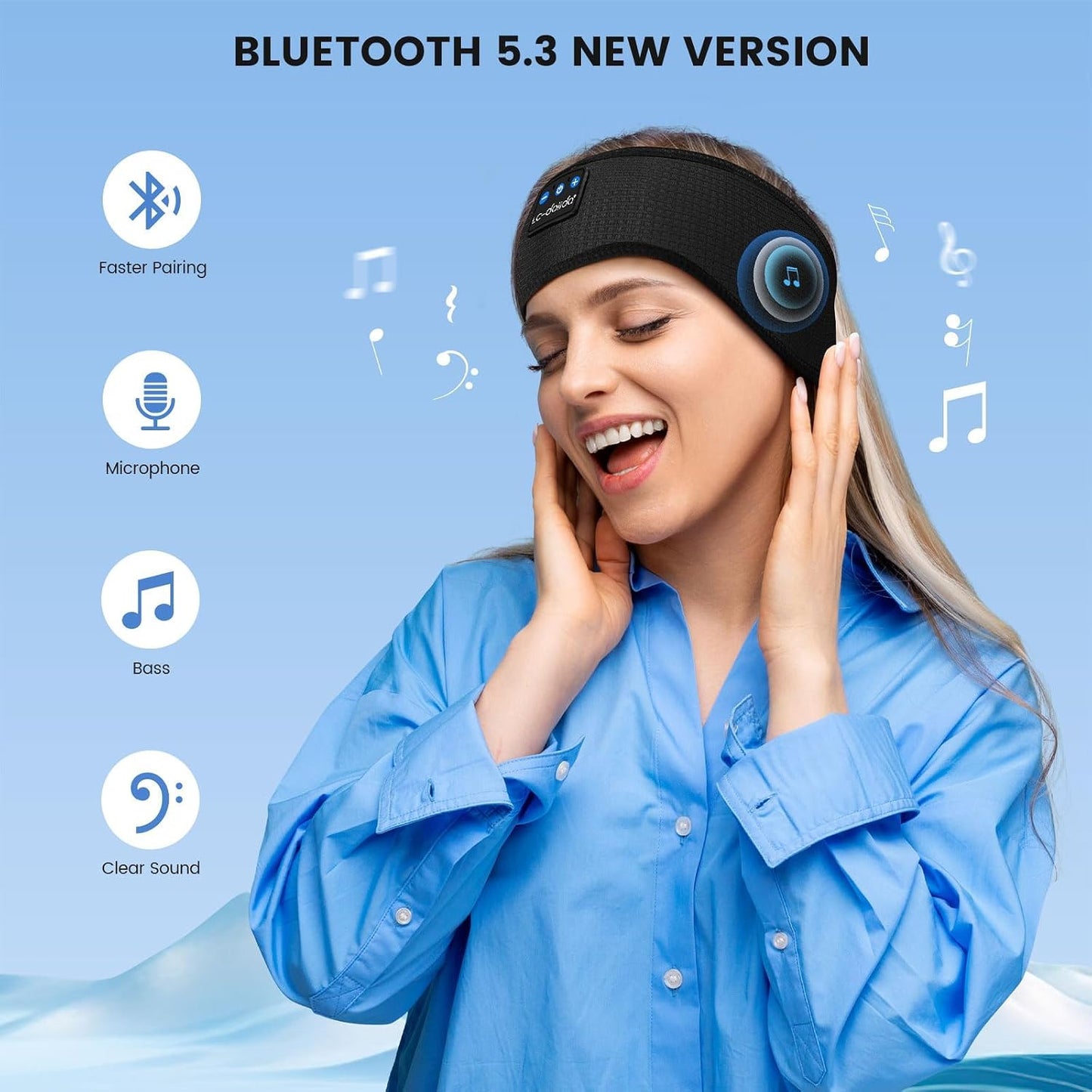 LC-dolida Sleep Headphones Bluetooth Headband Sleeping Wireless Headband Headphones with Thin HD Stereo Speakers Perfect for Side Sleepers, Sport, Yoga, Travel