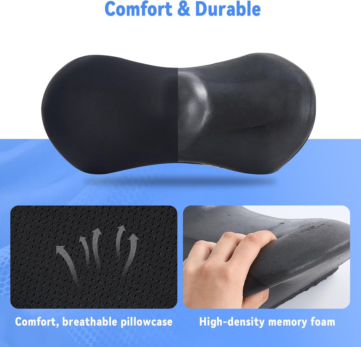 Lumbar Pillow, Memory Foam Lumbar Support Pillow for Office Chair and Car Seat, Ergonomic Streamline Back Pillow for Lower Back Pain Relief, Back Support Pillow for Sitting, Driving, Traveling