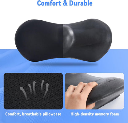 Lumbar Pillow, Memory Foam Lumbar Support Pillow for Office Chair and Car Seat, Ergonomic Streamline Back Pillow for Lower Back Pain Relief, Back Support Pillow for Sitting, Driving, Traveling