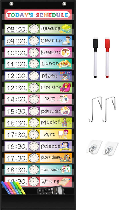 REGELETO X-Large Visual Schedule Chart for Students Chore with 92 Pieces Behavior Cards, Visual Behavioral Routine Chart for Students, Daily Schedule Board Learning Planners for Home School (X-Large)