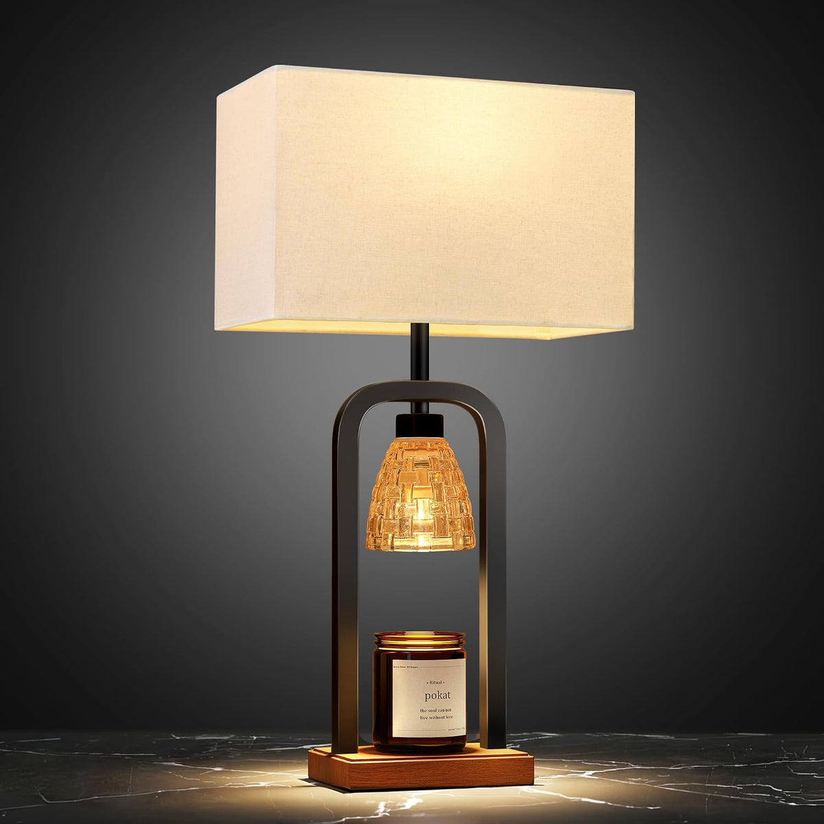 PoKat 2 in 1 Gold Table Lamp with Candle Warmer, Timer & Dimmer, Modern