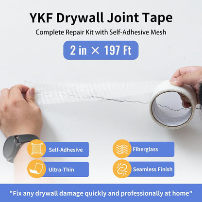 YKF Drywall Repair Kit, 18 oz Ready to Use Quick Dry Wall Repair Paste with Scraper and Self-Adhesive Mesh, White Spackle Putty for Small Holes, Nail Holes, Dents and Cracks