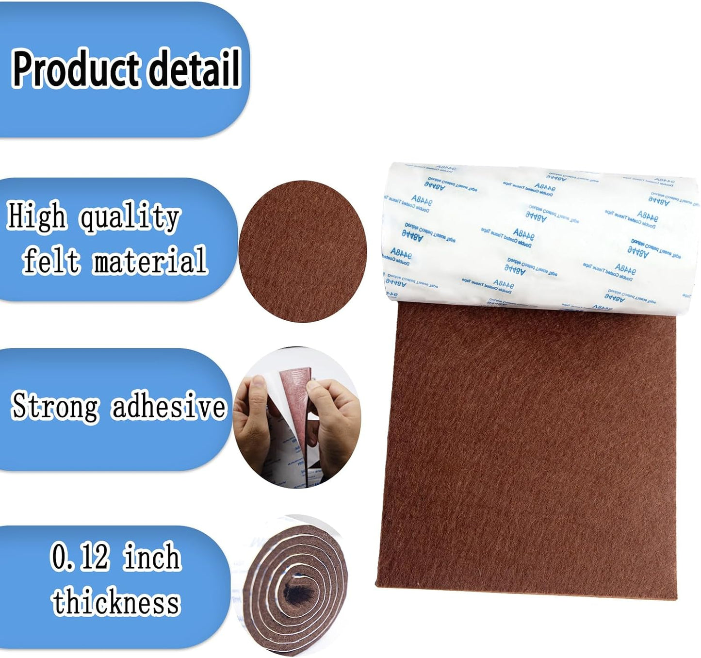 Cuttable Felt Furniture Pads with Sticky Backing,40x4 inch Self Adhesive Felt Sheets,Heavy Duty Felts Strip Roll Felts Tape Protect Hardwood Floors No Scratches No Noise