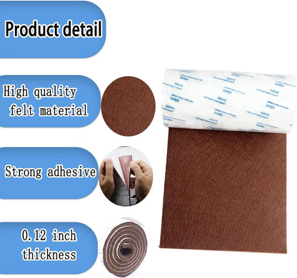 Cuttable Felt Furniture Pads with Sticky Backing,40x4 inch Self Adhesive Felt Sheets,Heavy Duty Felts Strip Roll Felts Tape Protect Hardwood Floors No Scratches No Noise