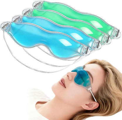4 Pcs Ice Eye Packs, Cooling Eye Masks, Eyes Cold Compress for Hot Cold Therapy, Puffy Eyes, Dark Circles, Headaches, Migraines, Stress Relief (2 Blue+2 Green)