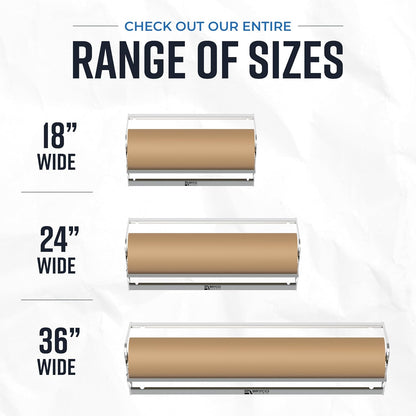 Bryco Goods 18 Inch Butcher & Kraft Paper Roll Dispenser and Cutter | Heavy-Duty Steel Frame, Sharp Blade, Wall Mountable, Tabletop, Non-Slip Rubber Feet, One-Hand Operation, Holds 1000ft Rolls