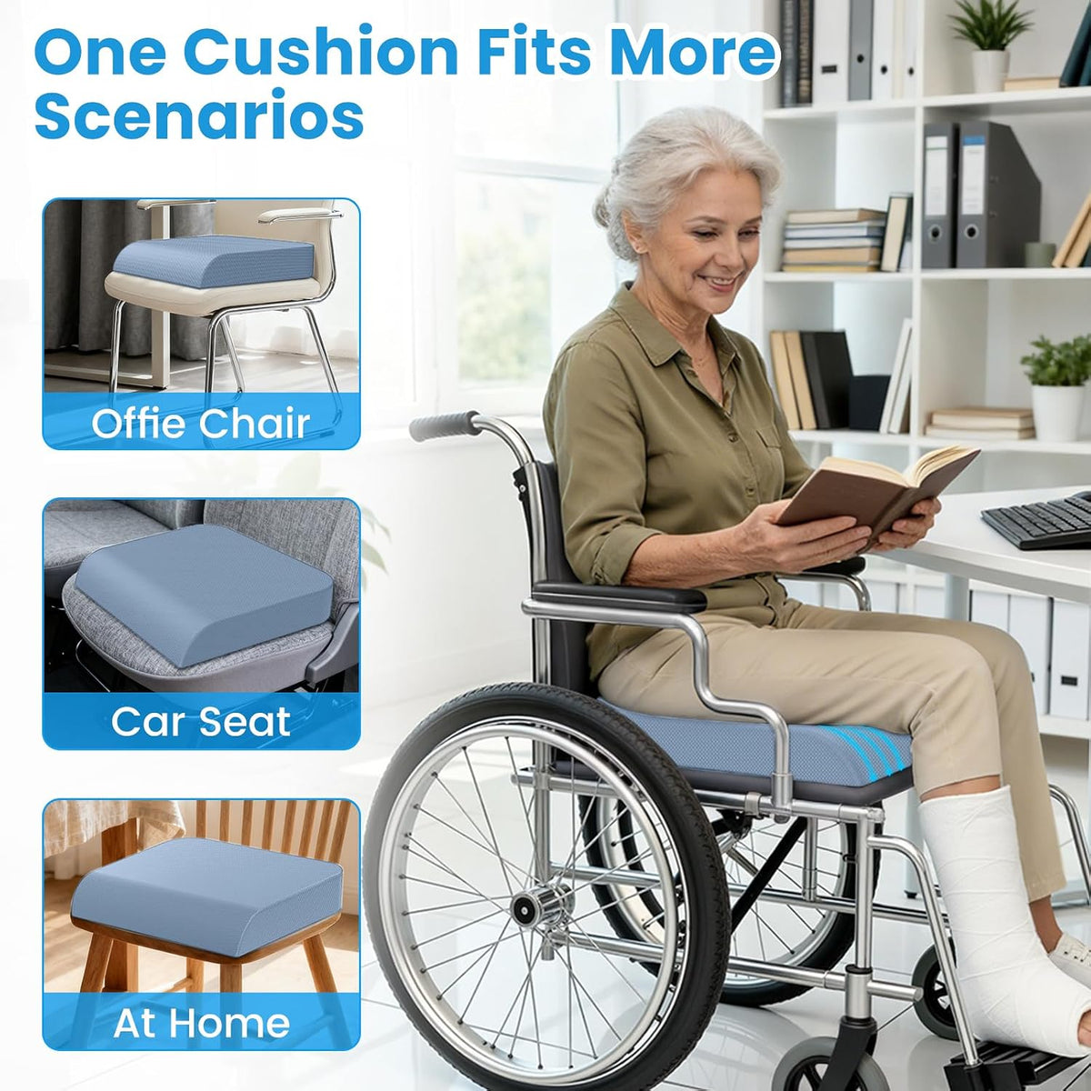 Wheelchair Seat Cushion Cooling Gel Memory Foam Chair Cushion