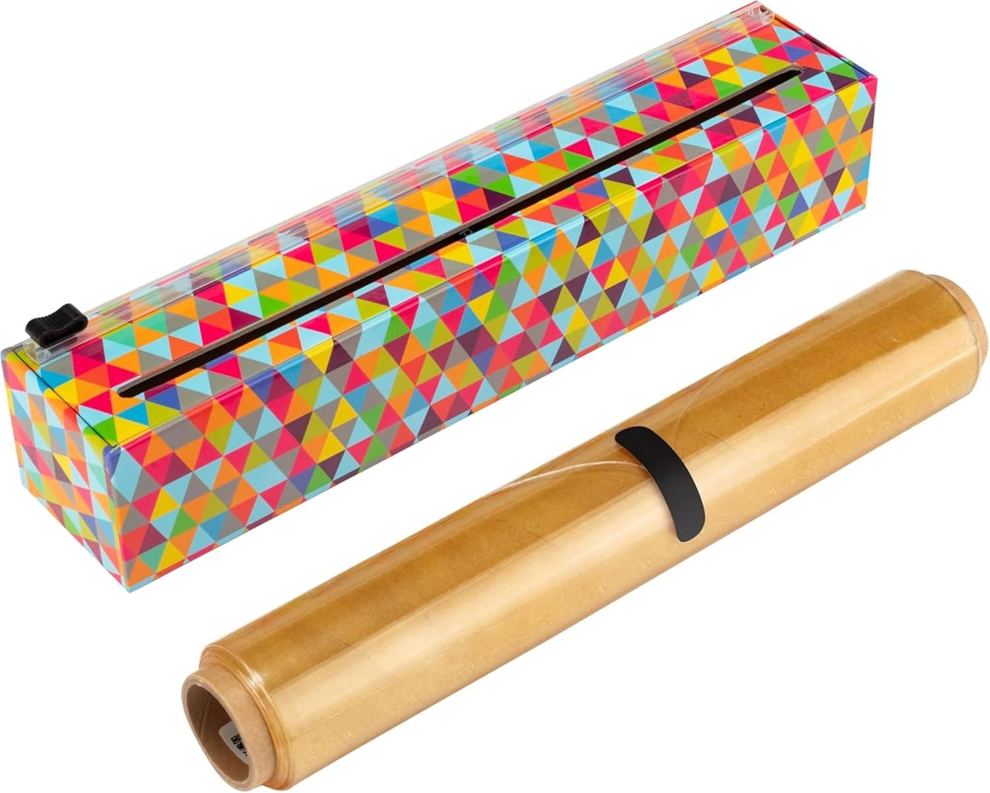 Chicwrap Veggies Refillable Plastic Wrap Dispenser - Includes One 12" x 250' Roll of Professional Grade Plastic Wrap - BPA Free and Kosher Certified - Reusable Dispenser w/Slide Cutter | Reusable Plastic Wrap Dispenser with Four Non-Slip Rubber Feet and