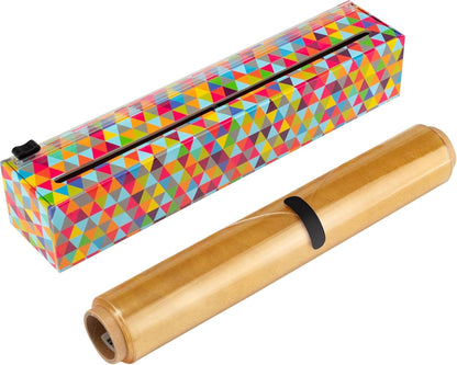 Chicwrap Veggies Refillable Plastic Wrap Dispenser - Includes One 12" x 250' Roll of Professional Grade Plastic Wrap - BPA Free and Kosher Certified - Reusable Dispenser w/Slide Cutter | Reusable Plastic Wrap Dispenser with Four Non-Slip Rubber Feet and