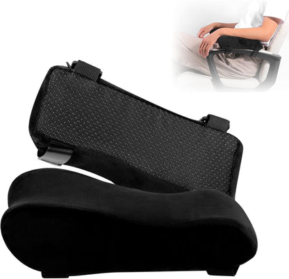 Chair Armrest Pads, Widen & Thicken Ergonomic Chair Arm Pads with Memory Foam for Office Chairs, Gaming Chair - for Elbows and Forearms Pressure Relief (2 Pack)