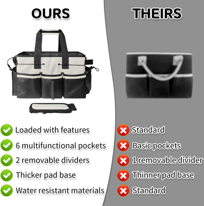 Boczif Cleaning Caddy Bag Wearable,Cleaning Caddy Supplies Organizer(Pink) | with Handle, Shoulder Straps & Detachable Divide, Cleaning Tool Organizers Tote Bag for Cleaners & Housekeepers