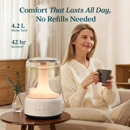 Levoit Top Fill Humidifiers for Bedroom, 2.5L Tank for Large Room, 25dB