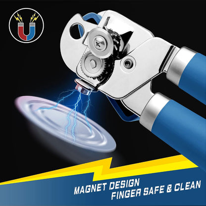 PrinChef Manual Can Openers with Magnet, No-Trouble-Lid-Lift, Handheld Can Opener Smooth Edge with Sharp Blade, Large Effort-Saving Handles, Easy Grip & Heavy Duty, Black