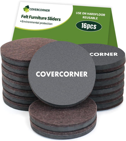 Felt Furniture Sliders for Hardwood Floors 8 PCS, 3 1/2" Beige | Felt Furniture Pads for Hardwood Floors, Furniture Moving Sliders, Heavy Duty Felt Movers Sliders, Chair Leg Floor Protectors