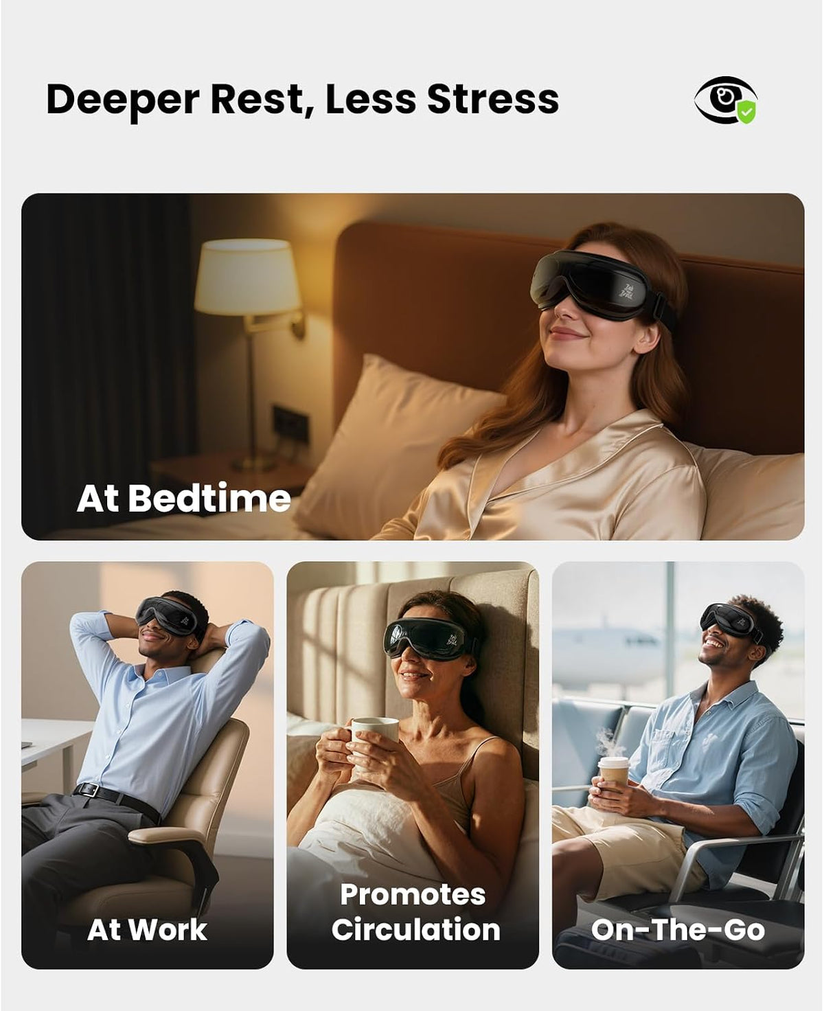 BOB AND BRAD Eye Massager with Heat FSA Eligible HSA, Birthday Gifts for Women Men Mom, Heated Eye Mask for Migraines with Music, Smart Migraine Massager for Dry Eyes Relief & Improve Sleep