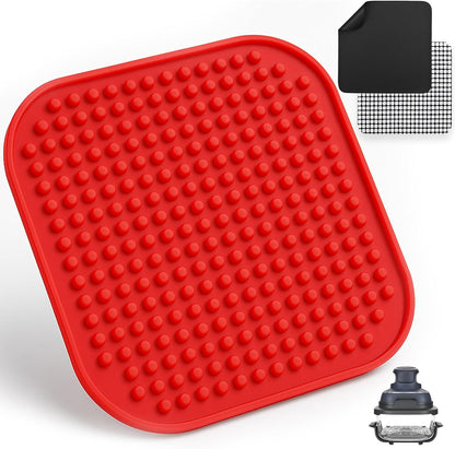 Air Fryer Liners Set of 3 with Silicone Mat, Heat Resistant Mats for Air Fryer Compatible with Dreo, Dash, Philips, Emeril Lagasse + more, Air Fryer Liners Replacement Reusable Mats