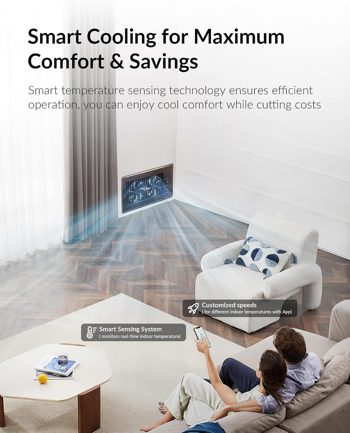 Howeall 4" x 10" Super Quiet Register Booster Fan - Upgrade Smart Register Vent with Ionizer and Dual Intelligent Thermostat Control - Heating Cooling Vent Fan Booster - Charleston Design (ORB)