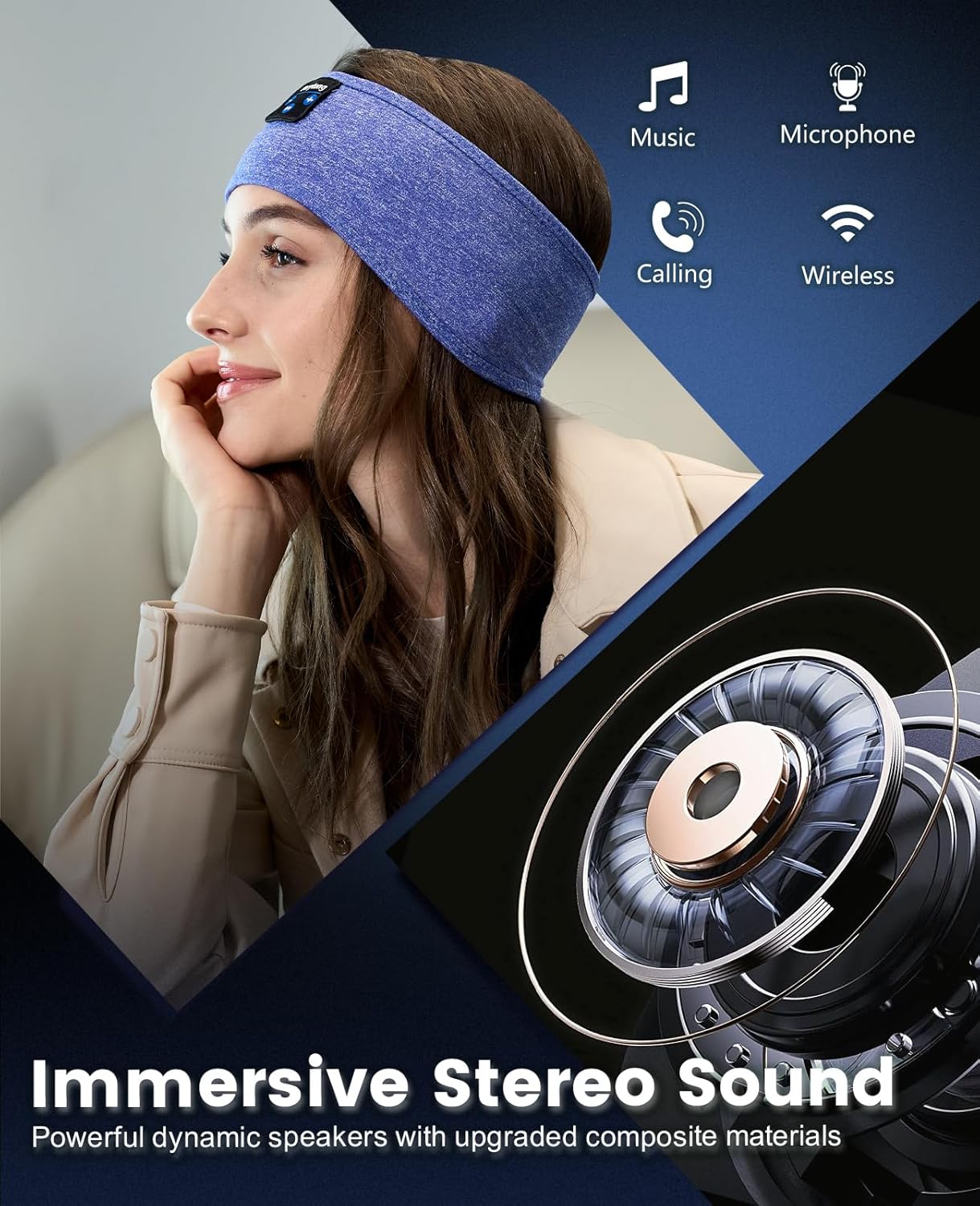Perytong 2 Pack Sleep Headphones, Sleeping Headphones | Bluetooth Headband with Ultra-Thin HD Stereo Speaker, Wireless Headphone for Sports, Insomnia, Yoga, Air Travel, Meditation