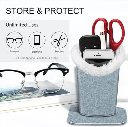 FINTIE Plush Lined Eyeglasses Holder, Glasses Stand Case For Nightstand | Soft Plush Lining, Bedside Eyeglasses Holder, Office Desktop Organizer, Small Item Storage, Anti-Scratch - Colors A