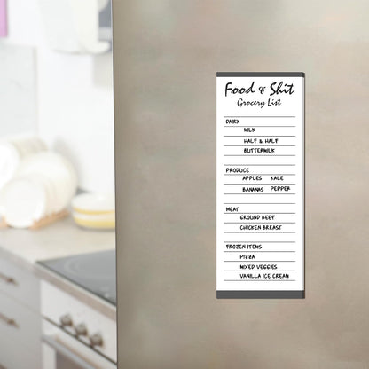 Hebayy 100 Pages Food&Shit Magnetic Back Funny Grocery List Planner Note Pad To Do List for Fridge Locker (3" x 8")