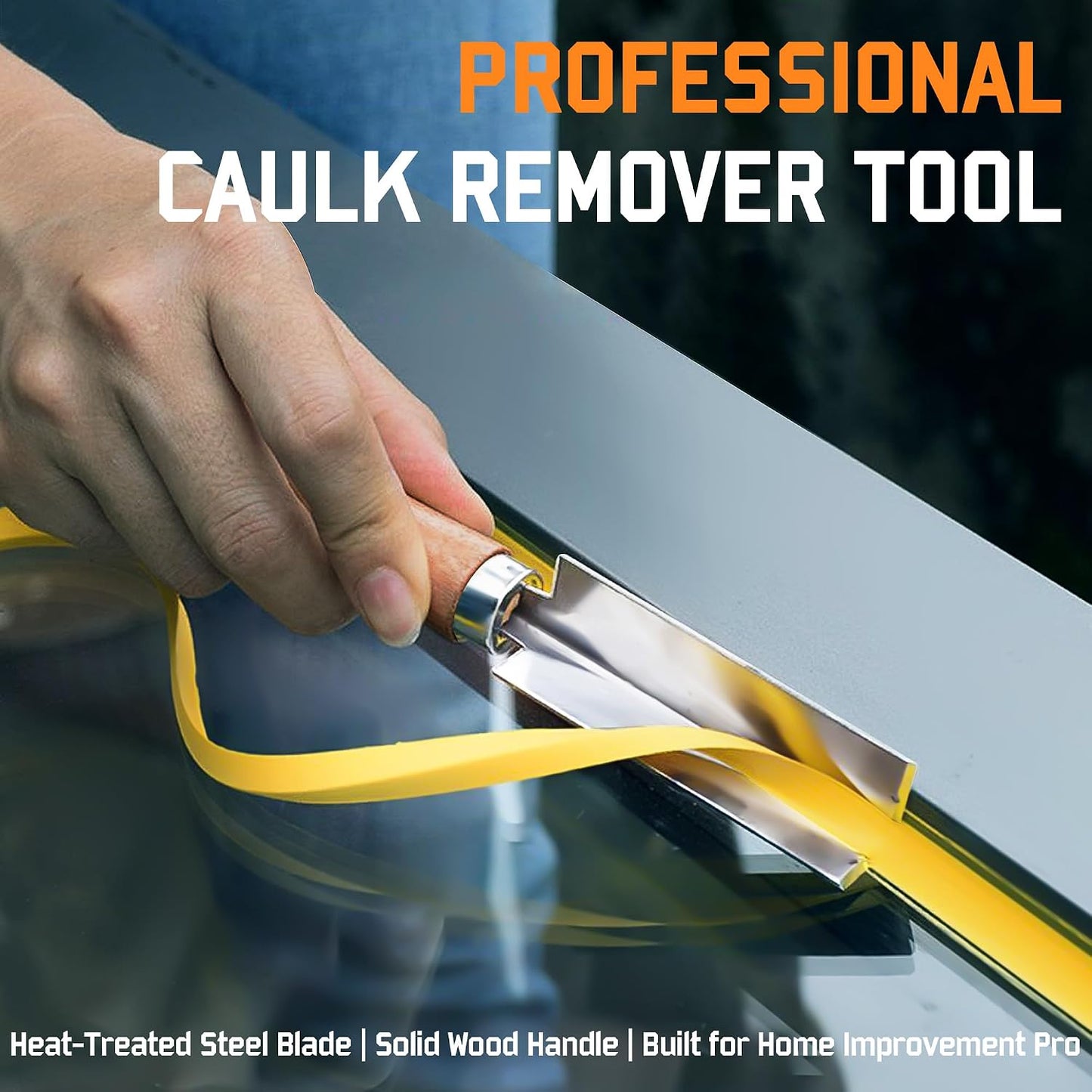 2 PCS Professional Caulk Remover Tool – Heat-Treated Caulking Tool with 90° Sharp Blade & Solid Wood Handle, Saves Time for Home Improvement, Durable Grout & Silicone Remover Tool