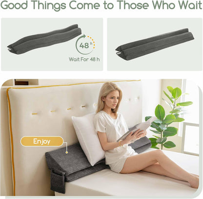 HIGOGOGO Queen Size Wedge Pillow for Headboard Gap - Multi Functional Mattress Wedge Bed Gap Filler Close The Gap (0-7") Between Your Mattress and Headboard or Wall (Grey 60"x11"x9")
