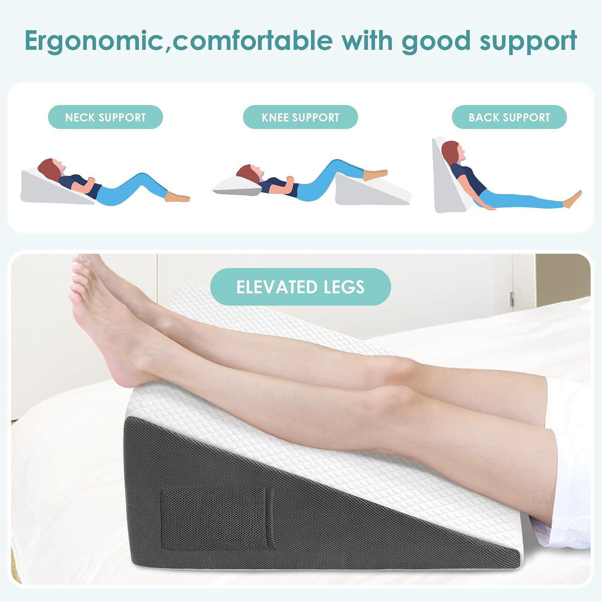 Cozymaker 10-inch Adjustable Leg Elevation Pillows for Swelling Pain Relief