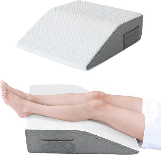 Cozymaker 10" Leg Elevation Pillows for Swelling, Cooling Gel Memory Foam Wedge Pillows for After Surgery, Sciatica Back Knee Hip Ankles Pain Relief, Leg Pillows for Sleeping
