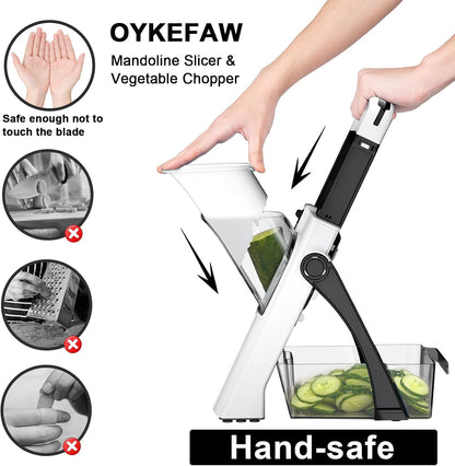 Safe Mandoline Slicer for Kitchen, Potato Slicer for Chips,Vegetable Cutter | Potato Slicer for Chips, 6 in 1 Vegetable slicer with Thickness Adjuster, Faster Kitchen Slicer for Meal Prep (Only Slice)