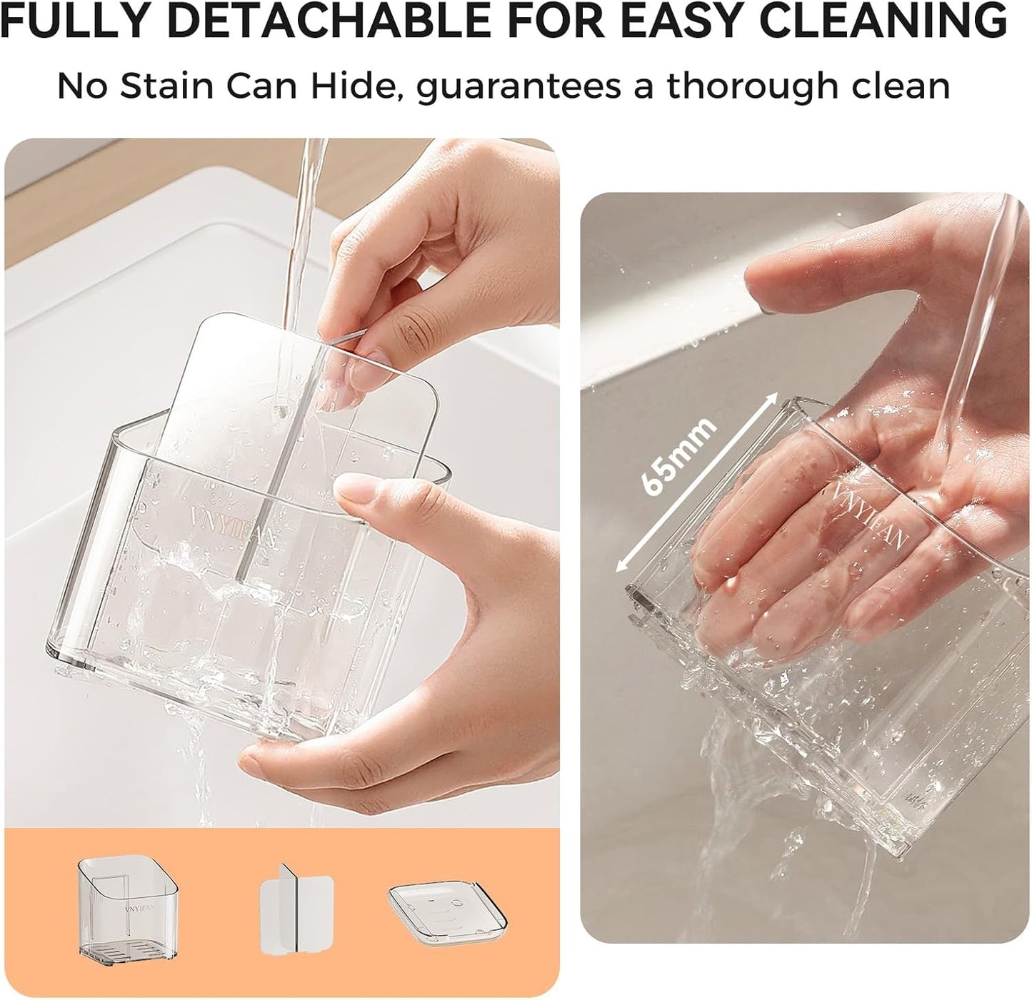 3 Slots Toothbrush Holders with Detachable Dividers for Bathrooms | Toothbrush Holder Wall Mounted with Drip Tray, Electric Tooth Brush and Toothpaste Holder Organizer for Bathroom Countertop