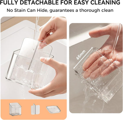 3 Slots Toothbrush Holders with Detachable Dividers for Bathrooms | Toothbrush Holder Wall Mounted with Drip Tray, Electric Tooth Brush and Toothpaste Holder Organizer for Bathroom Countertop