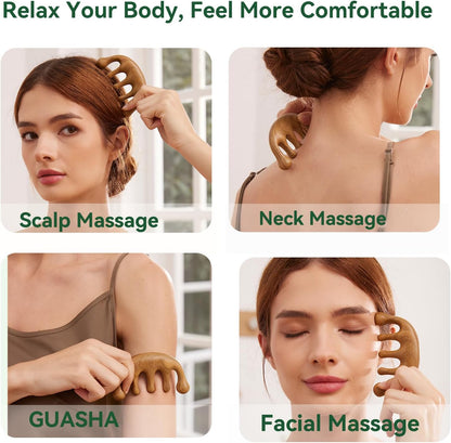 Wood Therapy Massage Tools – Wooden Manual Guasha Tool, Handheld Body & Scalp Massager, Trigger Point Scraper, Reflexology & Lymphatic Drainage Inspired Wooden Massage Tool for Face, Neck, Back & Legs