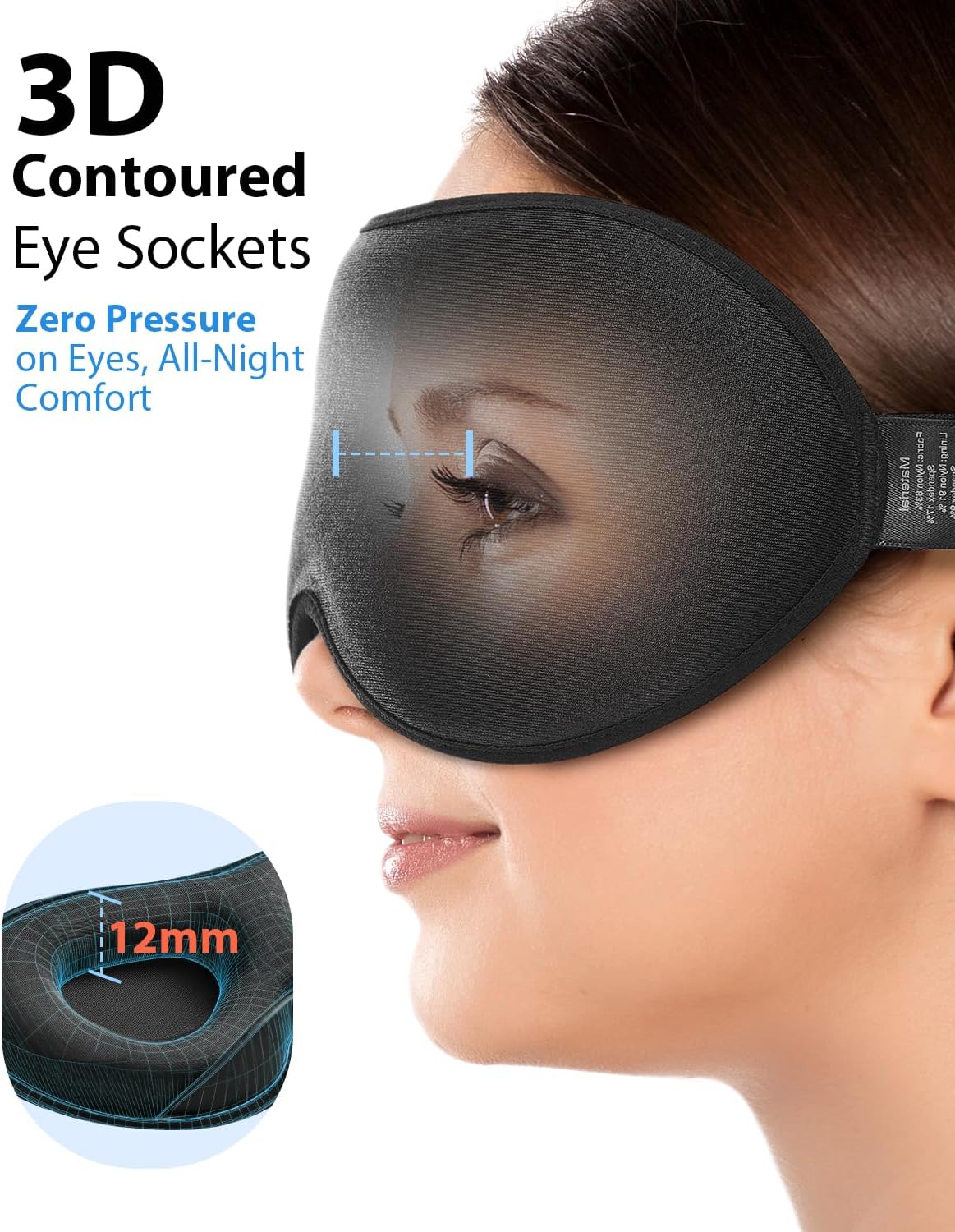 MABAO Weighted Sleep Mask, 100% Blackout Blindfold for Sleeping, Black