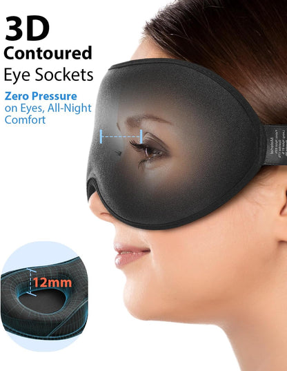 MABAO Weighted Sleep Mask, 100% Blackout Blindfold for Sleeping, Black