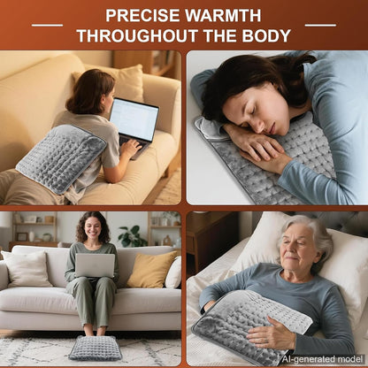 Qoosea Electric Heated Foot Warmers for Men and Women 16"x16" Double Layer with 6 Temperature & 4 Timer Settings Fast Heating for Home Office Under Desk Bed Machine Washable Feet Warmers