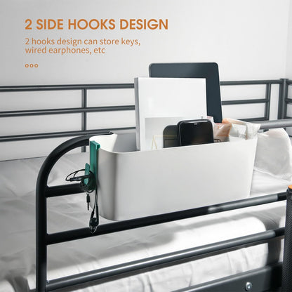Bedside Hanging Caddy Hanging Storage Shelf Organizer Bed Organizer Basket Accessories with 2 Hooks for Baby Bed Rails Shelves Holder Dormitory College Dorm Room (White)