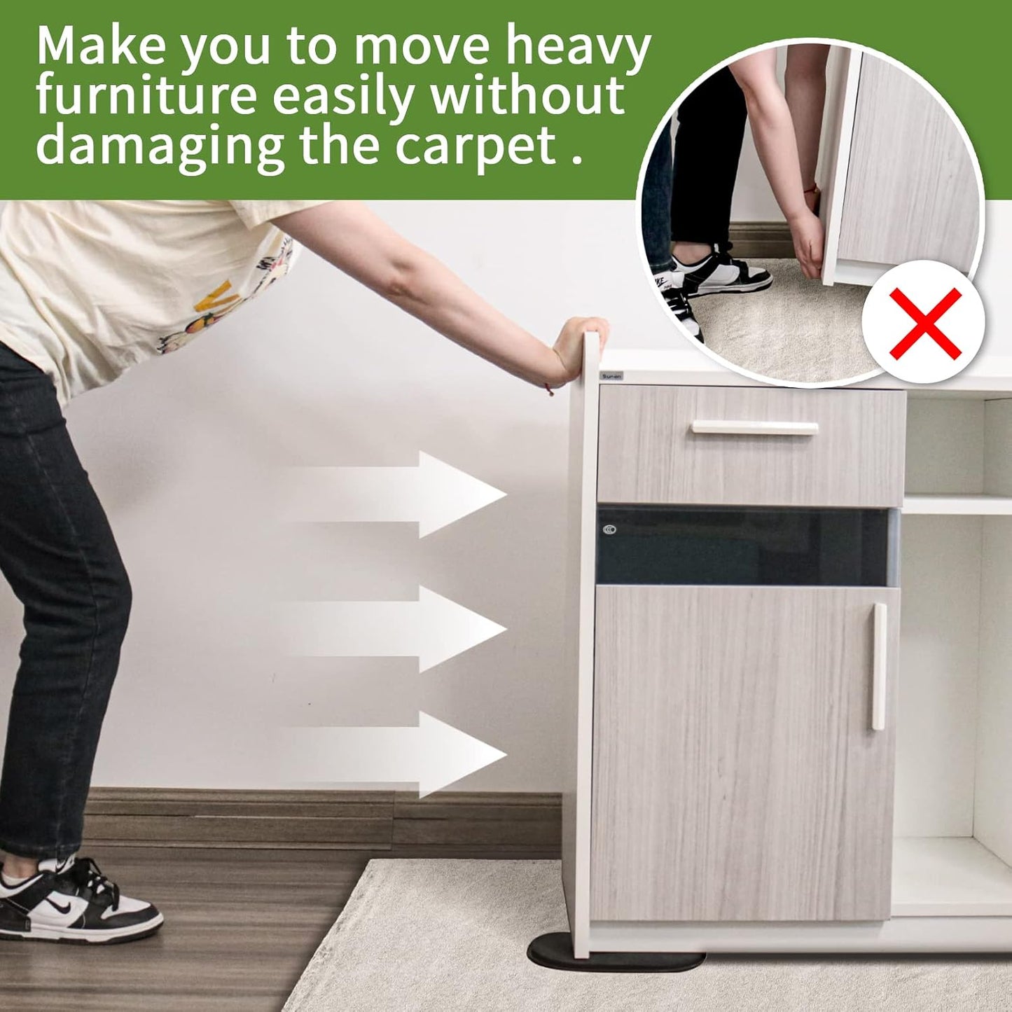 Furniture Sliders for Carpet 8 PCS - 3 1/2" Beige | Furniture Moving Sliders, Chair Leg Floor Protectors, Carpet Sliders for Furniture - Move Your Furniture Easily & Safely