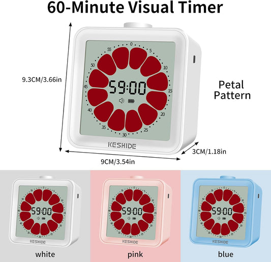 Visual Timer for Kids and Adults,LCD Digital 60-Minute Countdown Timer Silent Classroom Timer, Time Management Tool for Home, School, or Work